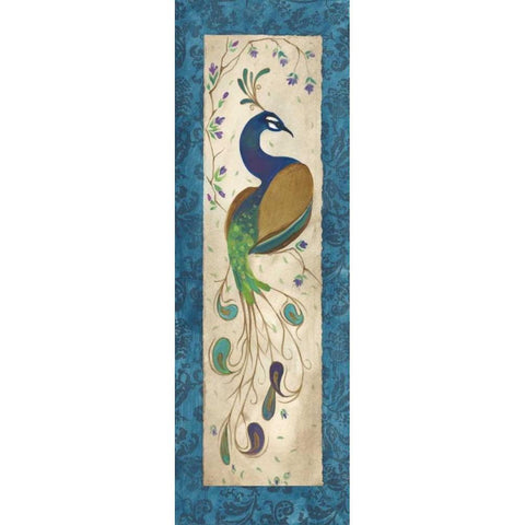 Peacock III White Modern Wood Framed Art Print by Leal, Steve