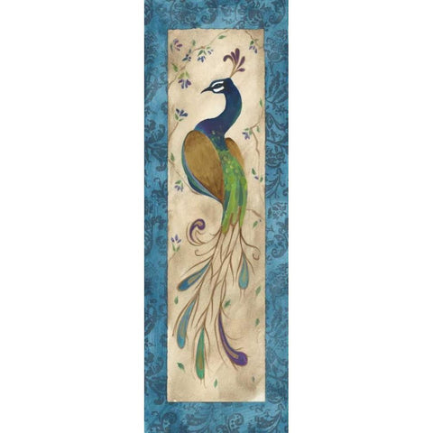 Peacock IV Black Modern Wood Framed Art Print with Double Matting by Leal, Steve