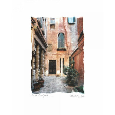 Venice Courtyard Black Modern Wood Framed Art Print with Double Matting by Love, Maureen