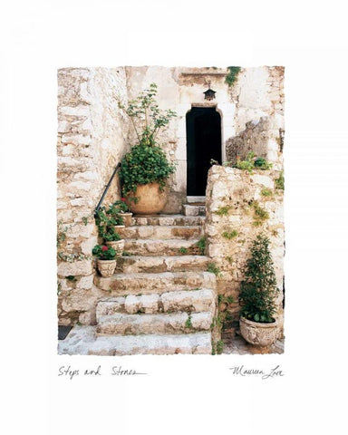 Steps n Stones White Modern Wood Framed Art Print with Double Matting by Love, Maureen