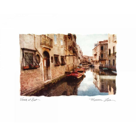 Venice at Rest Black Modern Wood Framed Art Print with Double Matting by Love, Maureen