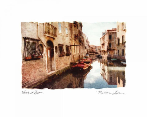 Venice at Rest Black Ornate Wood Framed Art Print with Double Matting by Love, Maureen