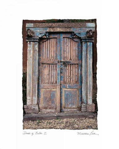 Doors of Cuba I White Modern Wood Framed Art Print with Double Matting by Love, Maureen