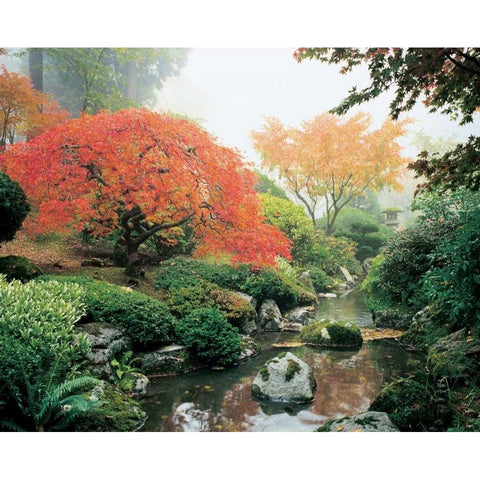 Japanese Garden I White Modern Wood Framed Art Print by Love, Maureen