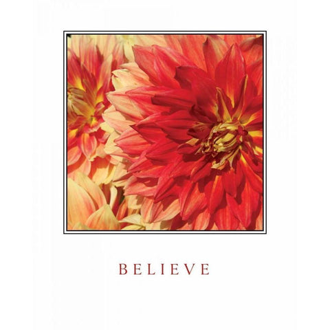 Believe Flowers Gold Ornate Wood Framed Art Print with Double Matting by Love, Maureen