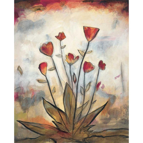 Poppy Garden I White Modern Wood Framed Art Print by Marque, Lucia