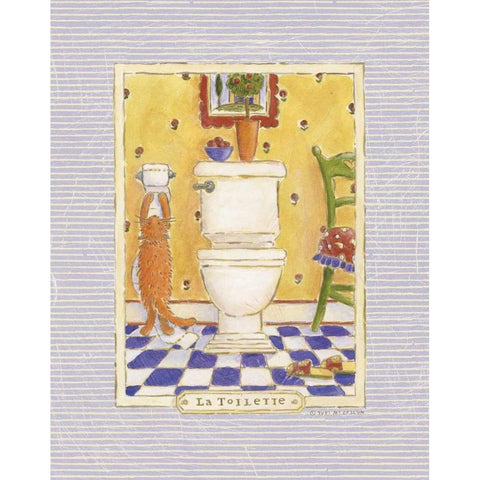 Kitty Toilette Black Modern Wood Framed Art Print with Double Matting by McCollum, Sudi