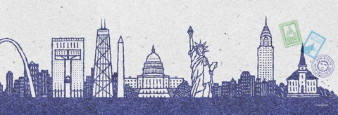 National Skyline II White Modern Wood Framed Art Print with Double Matting by McCollum, Sudi