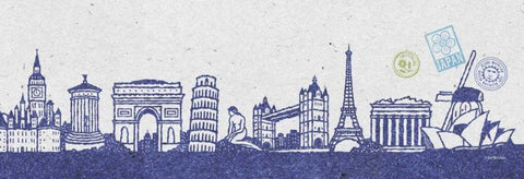 International Skyline II Black Ornate Wood Framed Art Print with Double Matting by McCollum, Sudi