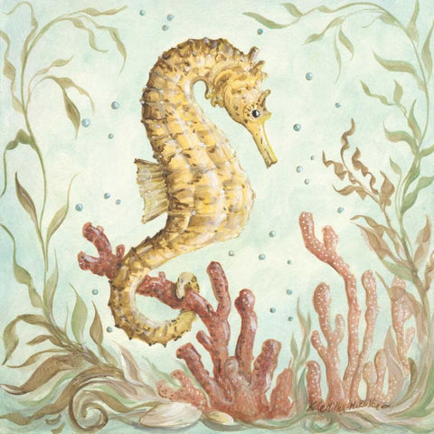 Seahorse I Black Ornate Wood Framed Art Print with Double Matting by McRostie, Kate