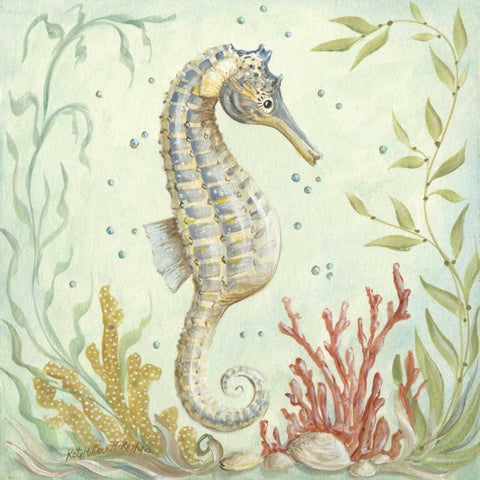 Seahorse II Black Modern Wood Framed Art Print with Double Matting by McRostie, Kate