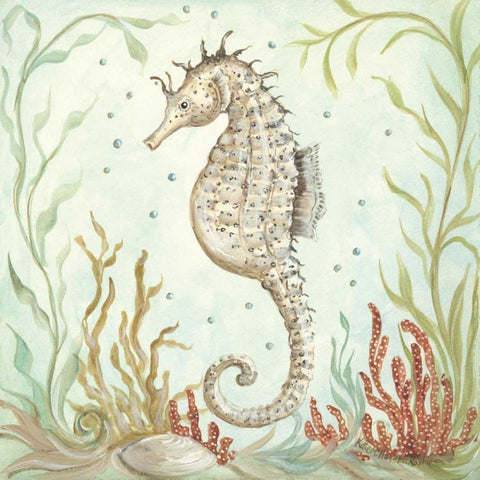 Seahorse III Black Ornate Wood Framed Art Print with Double Matting by McRostie, Kate