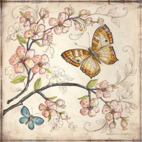 Le Jardin Butterfly II Black Ornate Wood Framed Art Print with Double Matting by McRostie, Kate