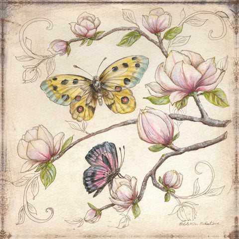 Le Jardin Butterfly IV White Modern Wood Framed Art Print with Double Matting by McRostie, Kate