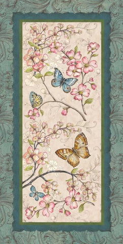 Le Jardin Butterfly Panel I White Modern Wood Framed Art Print with Double Matting by McRostie, Kate