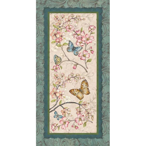 Le Jardin Butterfly Panel I Gold Ornate Wood Framed Art Print with Double Matting by McRostie, Kate