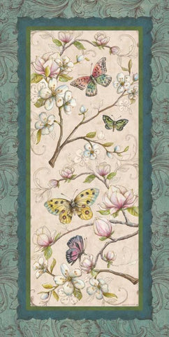 Le Jardin Butterfly Panel II Black Ornate Wood Framed Art Print with Double Matting by McRostie, Kate