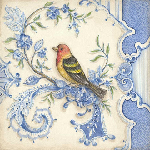 Chinoiserie Aviary I Gold Ornate Wood Framed Art Print with Double Matting by McRostie, Kate