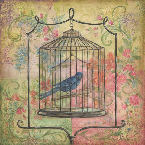 La Boheme Bird I White Modern Wood Framed Art Print with Double Matting by McRostie, Kate