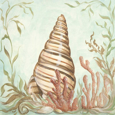 Seashells and Coral II Gold Ornate Wood Framed Art Print with Double Matting by McRostie, Kate