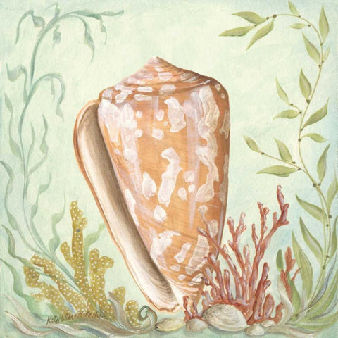 Seashells and Coral IV White Modern Wood Framed Art Print with Double Matting by McRostie, Kate