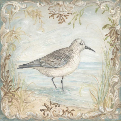 Shore Birds I White Modern Wood Framed Art Print with Double Matting by McRostie, Kate