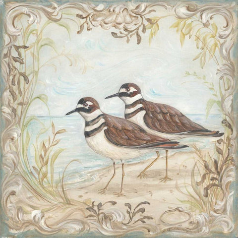 Shore Birds II White Modern Wood Framed Art Print by McRostie, Kate