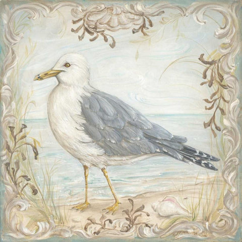 Shore Birds IV White Modern Wood Framed Art Print with Double Matting by McRostie, Kate