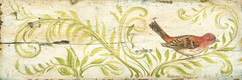 Eco Finch Black Ornate Wood Framed Art Print with Double Matting by McRostie, Kate