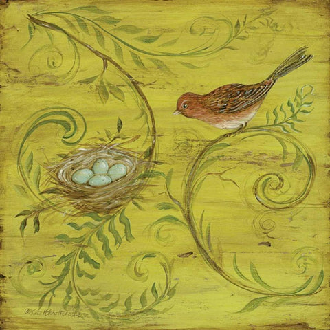 Natures Nest IV Black Ornate Wood Framed Art Print with Double Matting by McRostie, Kate