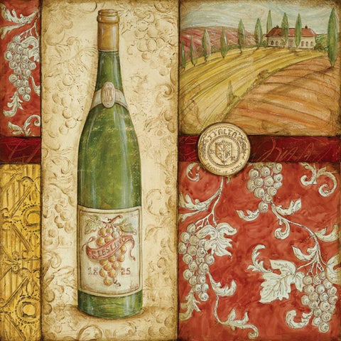 Italian Wine Collage Gold Ornate Wood Framed Art Print with Double Matting by McRostie, Kate