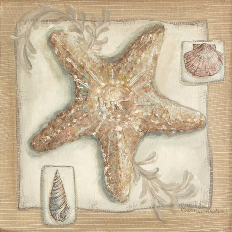 Sandy Starfish Gold Ornate Wood Framed Art Print with Double Matting by McRostie, Kate