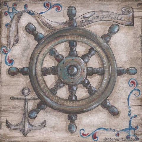 Whale Watch Wheel Black Ornate Wood Framed Art Print with Double Matting by McRostie, Kate