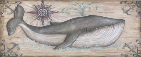 Whale Watch I Black Ornate Wood Framed Art Print with Double Matting by McRostie, Kate