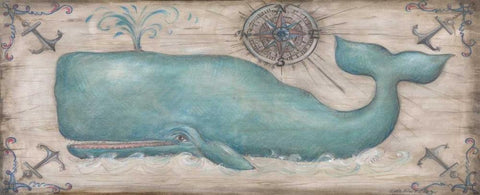 Whale Watch II Black Ornate Wood Framed Art Print with Double Matting by McRostie, Kate