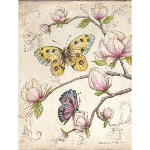 Le Jardin Butterfly V Black Modern Wood Framed Art Print with Double Matting by McRostie, Kate