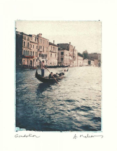 Gondolier White Modern Wood Framed Art Print with Double Matting by Melious, Amy