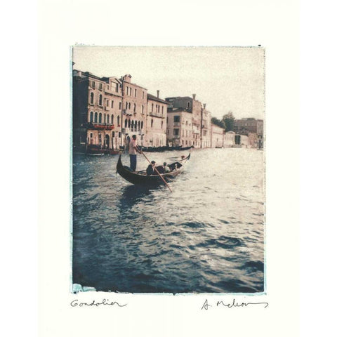 Gondolier Black Modern Wood Framed Art Print with Double Matting by Melious, Amy