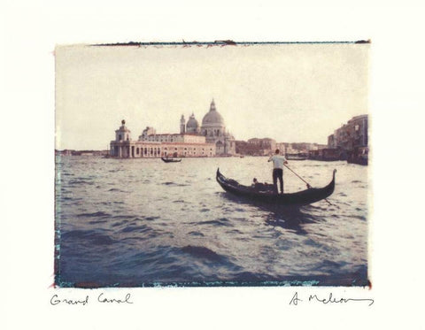 Grand Canal Black Ornate Wood Framed Art Print with Double Matting by Melious, Amy