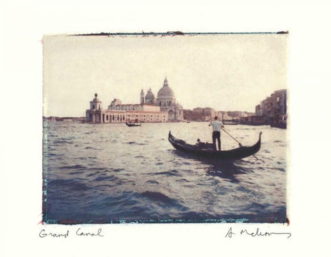 Grand Canal White Modern Wood Framed Art Print with Double Matting by Melious, Amy