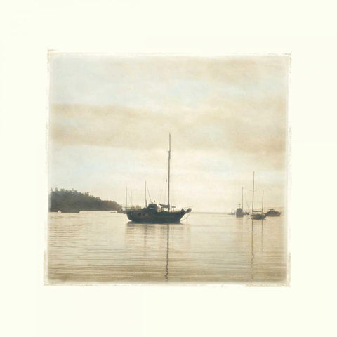 Harbor II White Modern Wood Framed Art Print with Double Matting by Melious, Amy