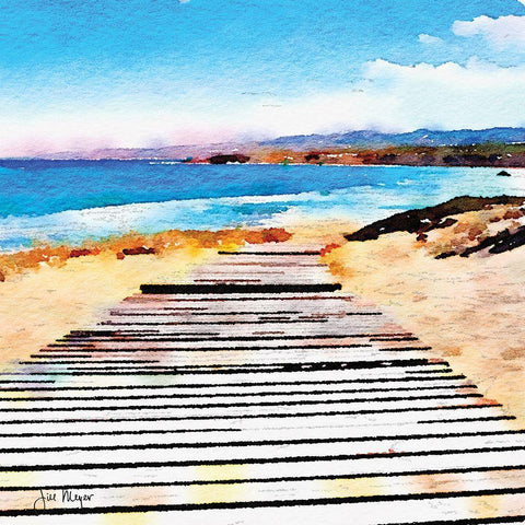 Pier Review White Modern Wood Framed Art Print by Meyer, Jill