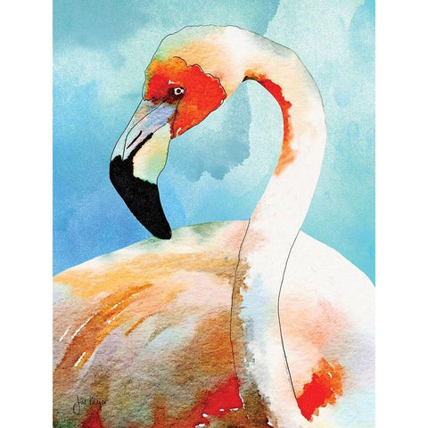 Amazing Flamingos II Black Modern Wood Framed Art Print with Double Matting by Meyer, Jill