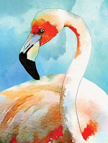 Amazing Flamingos II White Modern Wood Framed Art Print with Double Matting by Meyer, Jill