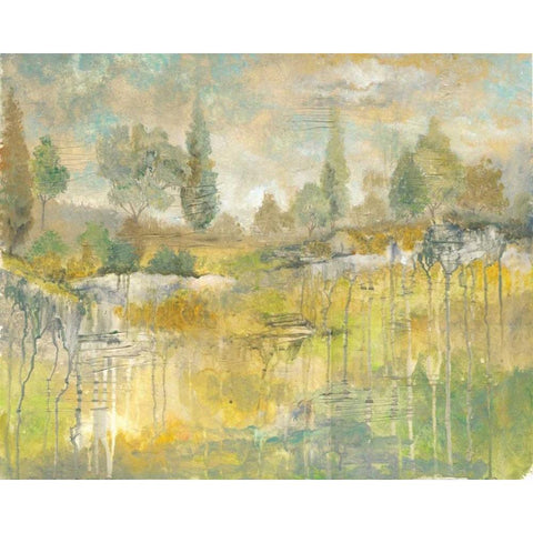 Drippy Landscape I Gold Ornate Wood Framed Art Print with Double Matting by Ferry, Margaret