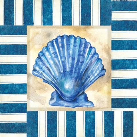 Nautical Scallop Gold Ornate Wood Framed Art Print with Double Matting by Ferry, Margaret