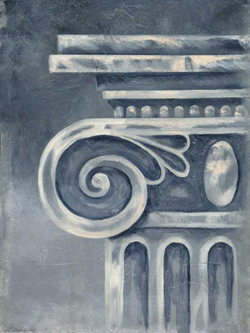Grey Column I White Modern Wood Framed Art Print with Double Matting by Ferry, Margaret