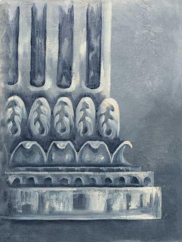 Grey Column II White Modern Wood Framed Art Print with Double Matting by Ferry, Margaret