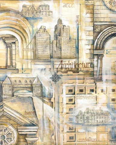 Architectural Remnants White Modern Wood Framed Art Print with Double Matting by Ferry, Margaret