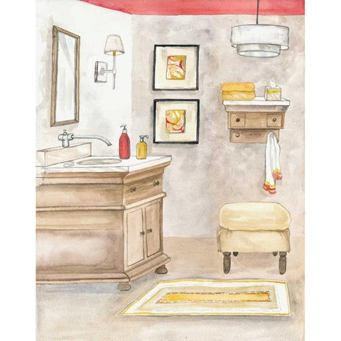 Watercolor Bath I White Modern Wood Framed Art Print by Ferry, Margaret